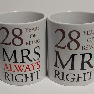Set 2 cani personalizate 10 years of being Mr. Right and Mrs. Always Right set 28 years